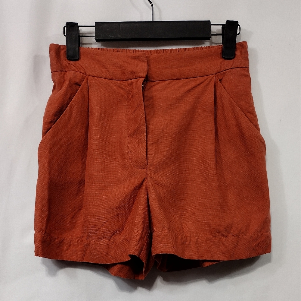Wilfred Linen Blend Shorts Women's 0 Orange Casual Comfy Beach Vacation Retro